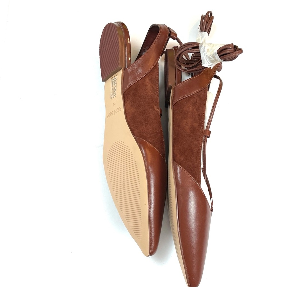 WHBM RICH MAHOGANY LACE UP FLATS - Picture 6 of 8